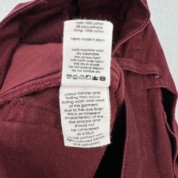 BASSIKE Straight Jeans Womens Small Burgundy Wine High Rise Slim Stretch - Picture 9 of 13